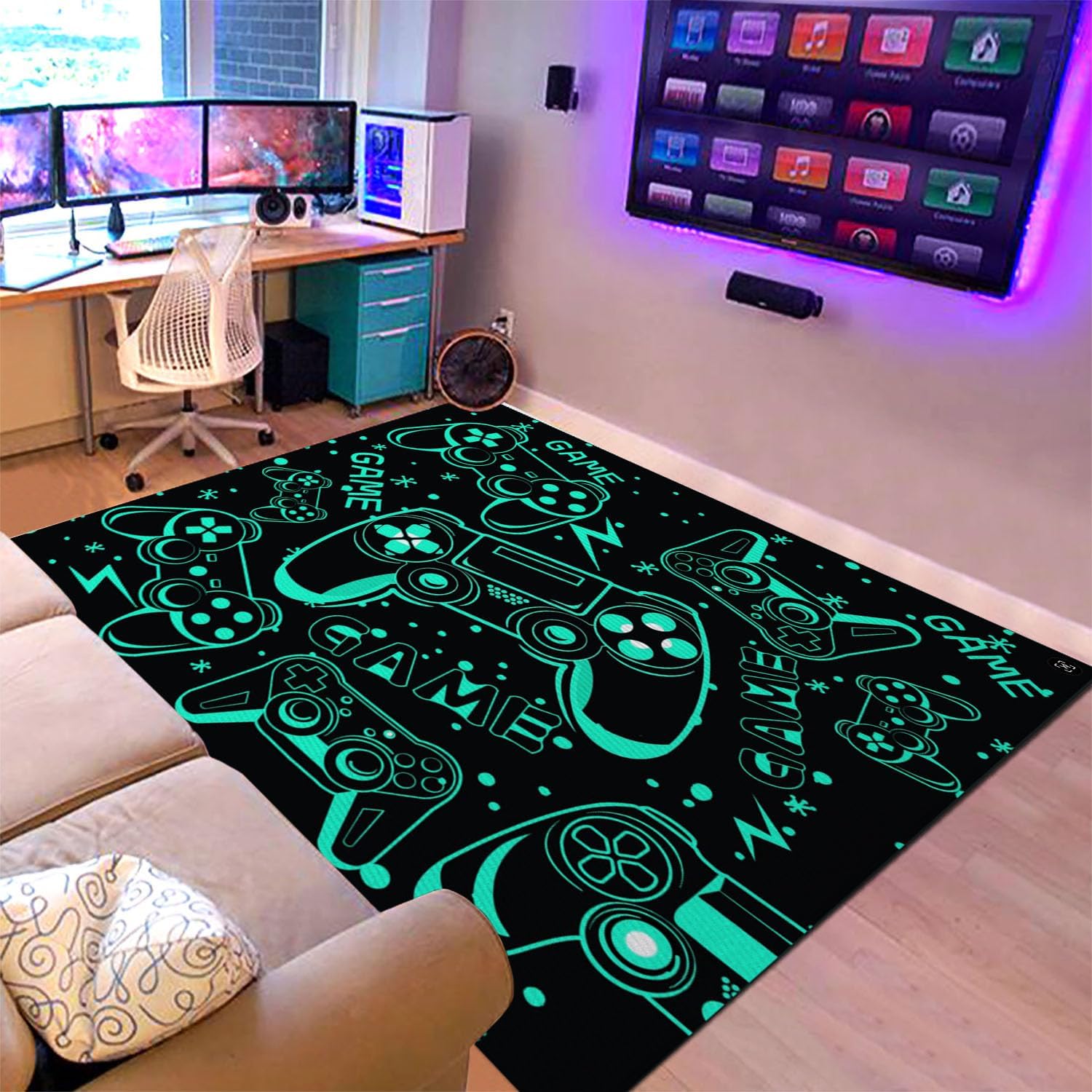 Gaming Area Rugs Gamer Player Rug for Boys Room Decor Teens 3D Video ...