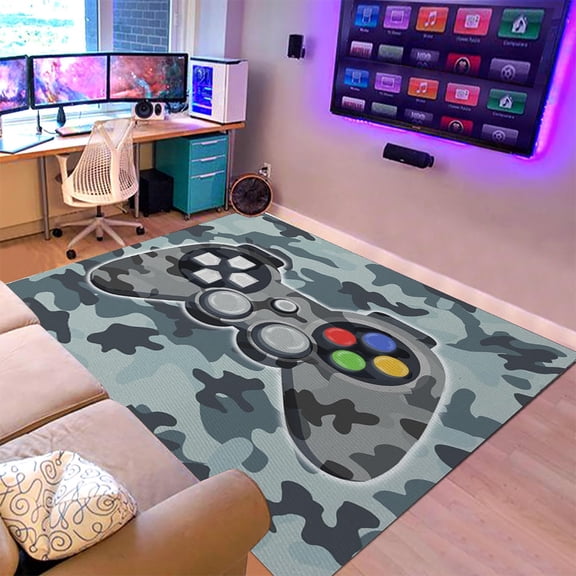 Gaming Area Rugs Gamer Player Rug for Boys Room Decor Teens 3D Video Game Controller Room Mat Carpet Decor for Bedroom Living Room Playroom Carpet Green (59"x39")