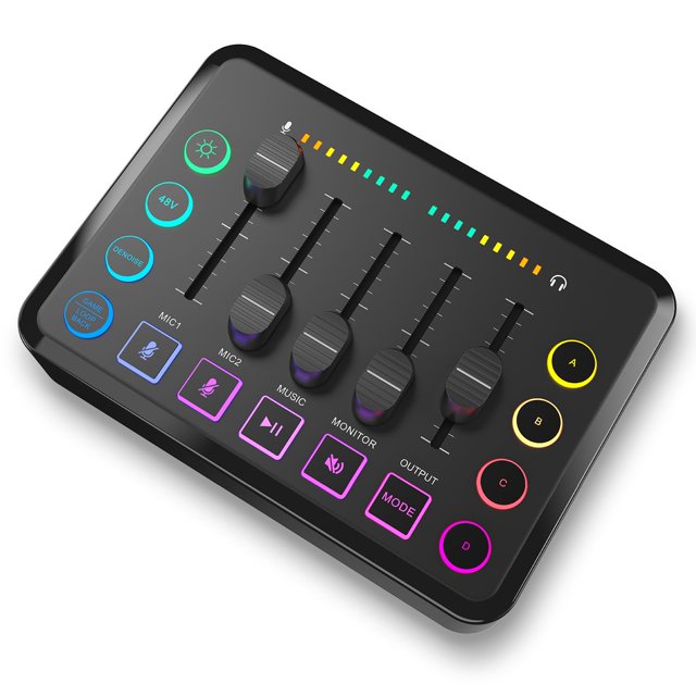 Gaming Audio Mixer, Audio Mixer for Streaming, Streaming RGB PC Mixer