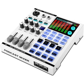 Gaming Audio Mixer, Sound Card With 48V Phantom Power, Bluetooth/6.35mm/3.5mm/Xlr Inputs,and Live Sound Card With Voice Conversion DJ Mixer Effects,Audio Interface for Streaming/Podcast/PC