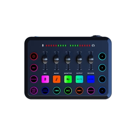Gaming Audio Mixer, Streaming Mixer, Streaming RGB PC Mixer with XLR Microphone Interface, Volume Controller, 48V Phantom Power, Mute Button, Used For Podcast/Recording/Game voice/Vocal/Video Studios