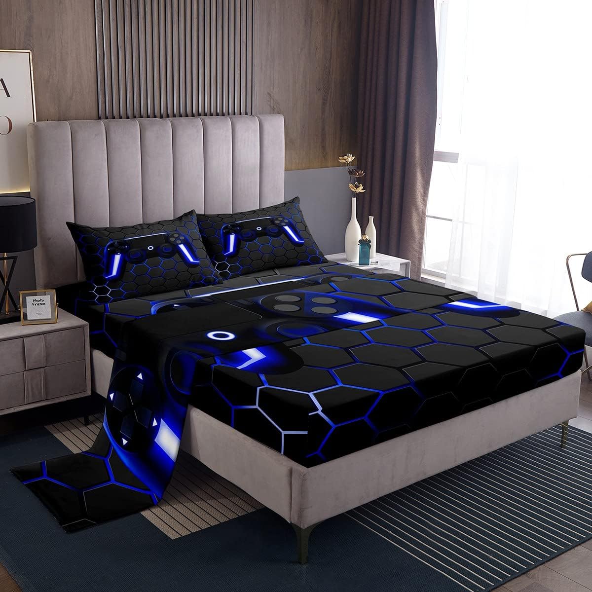 Gaming Bed Sheets Set for Boys,Game Contoller Sheets for Kids Men Video