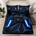 thumbnail image 1 of Gaming Bed Sheets Video Game Gamer Console Fitted Sheet Black And Blue Gaming Bed Set, Microfiber Gamer Gamepad Controller Sheets with 2 Pillowcases - Queen Size, 1 of 5