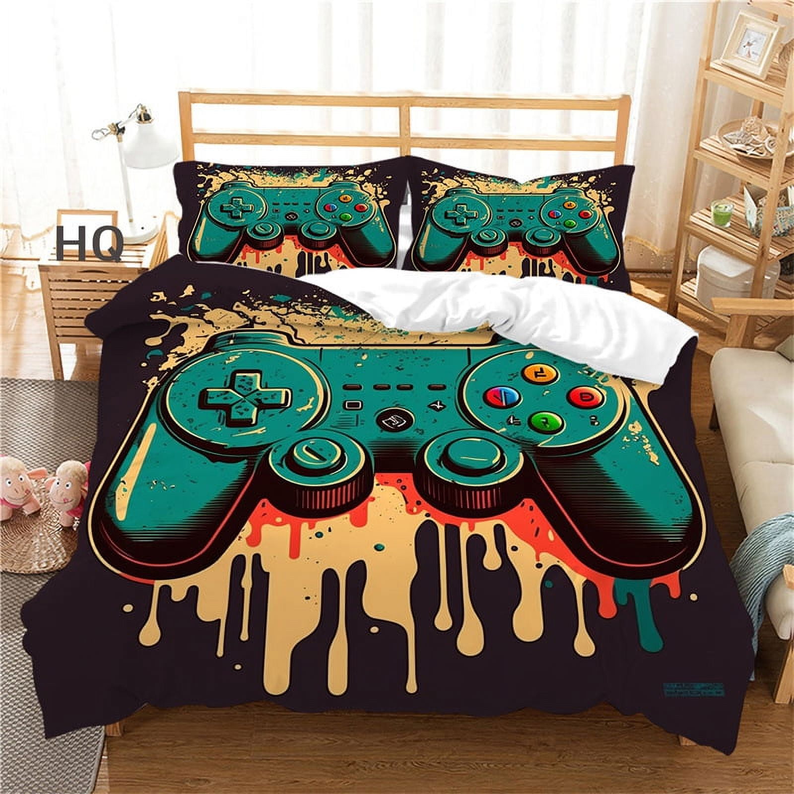 Gaming Bedding Set for Boys Gamer Duvet Cover Reversible Geometric