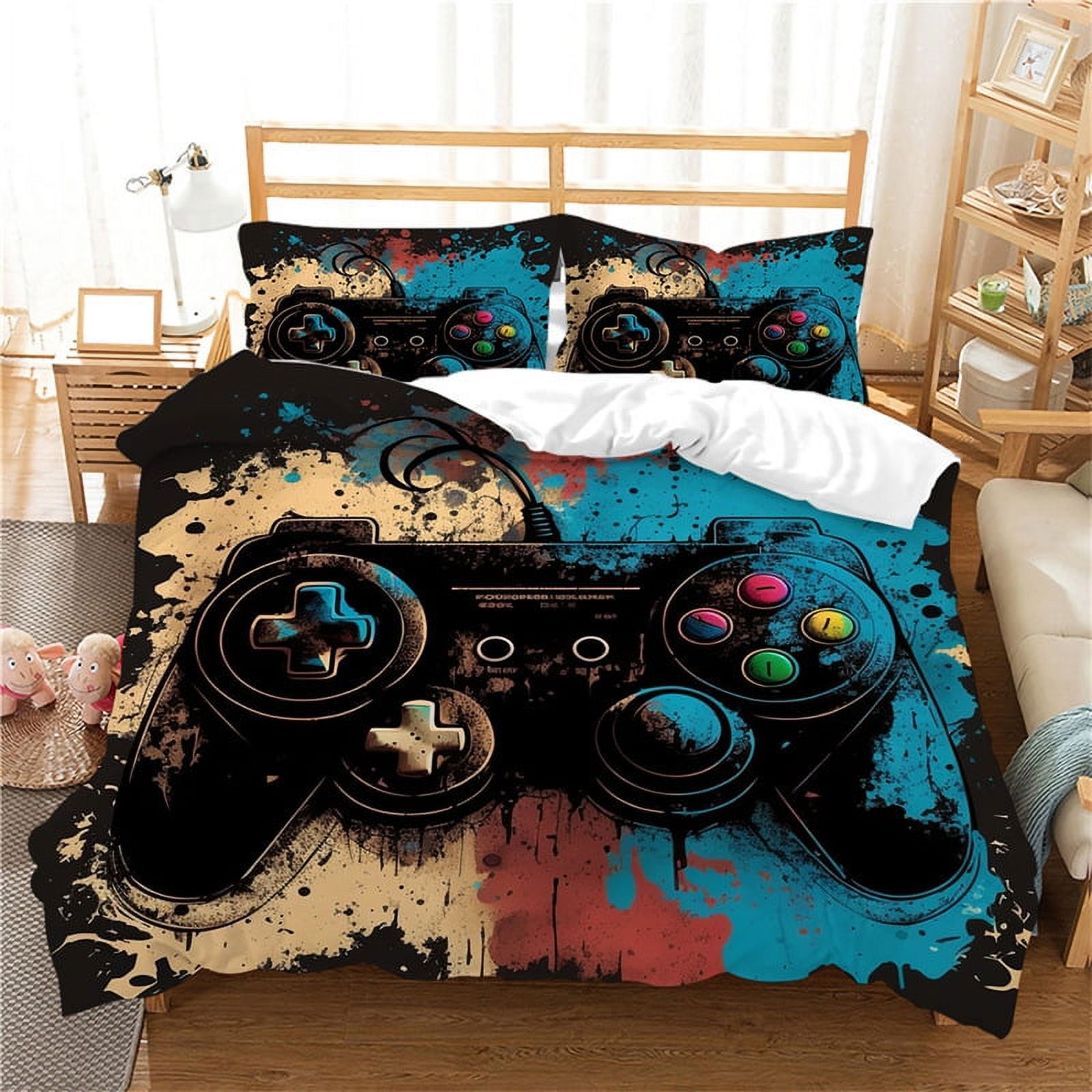 Gaming Bedding Set Kids Gamer Video Games Duvet Cover Set for Boys