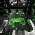 thumbnail image 1 of Gaming Bedding Sets Full, 7 Piece Gamer Comforter Set With Sheets,Video Game Console Bed In A Bag Room Decor,Reversible Geometric Gamepad Bed Set Green Black, 1 of 6