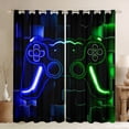 thumbnail image 1 of Gaming 30%-50% Blackout Curtains,Gamer Curtains & Drapes Cool Video Game Black Window Curtains,3D Gaming Geometric Polyester Curtains(Blue Green Black,38"Wx45"L), 1 of 6