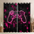 thumbnail image 1 of Gaming 30%-50% Blackout Curtains Gamer Room Curtains,Rose Purple Geometry Honeycomb Print Bedroom Curtains,Gamepad Controller Window Curtains Modern Abstract Plaid Curtains,2 Panels 52"Wx84"L, 1 of 5