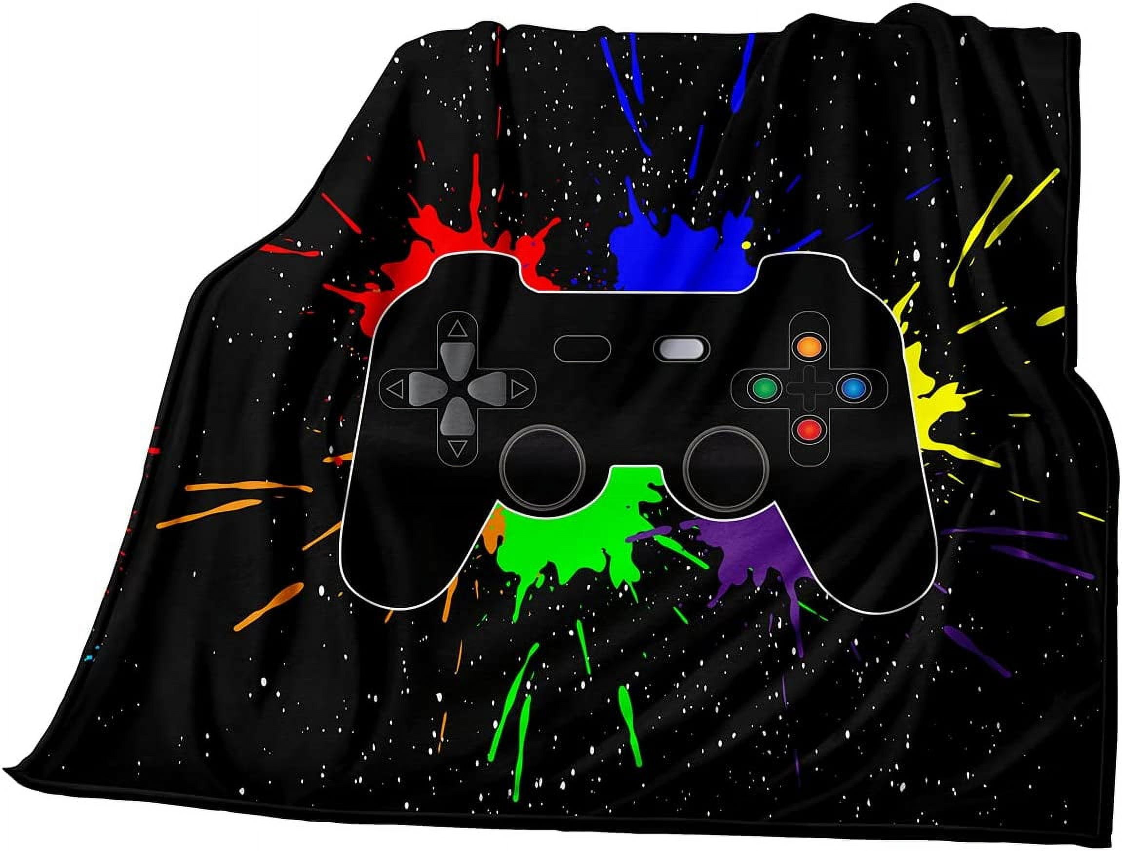 Gaming Blanket for Boys Fleece Cozy Throw Blanket Gaming Video Games Bed Blanket for Teens Kids Game Room Decor Plush Blanket for Suit for Bedroom Couch Birthday Gift(80"x60")