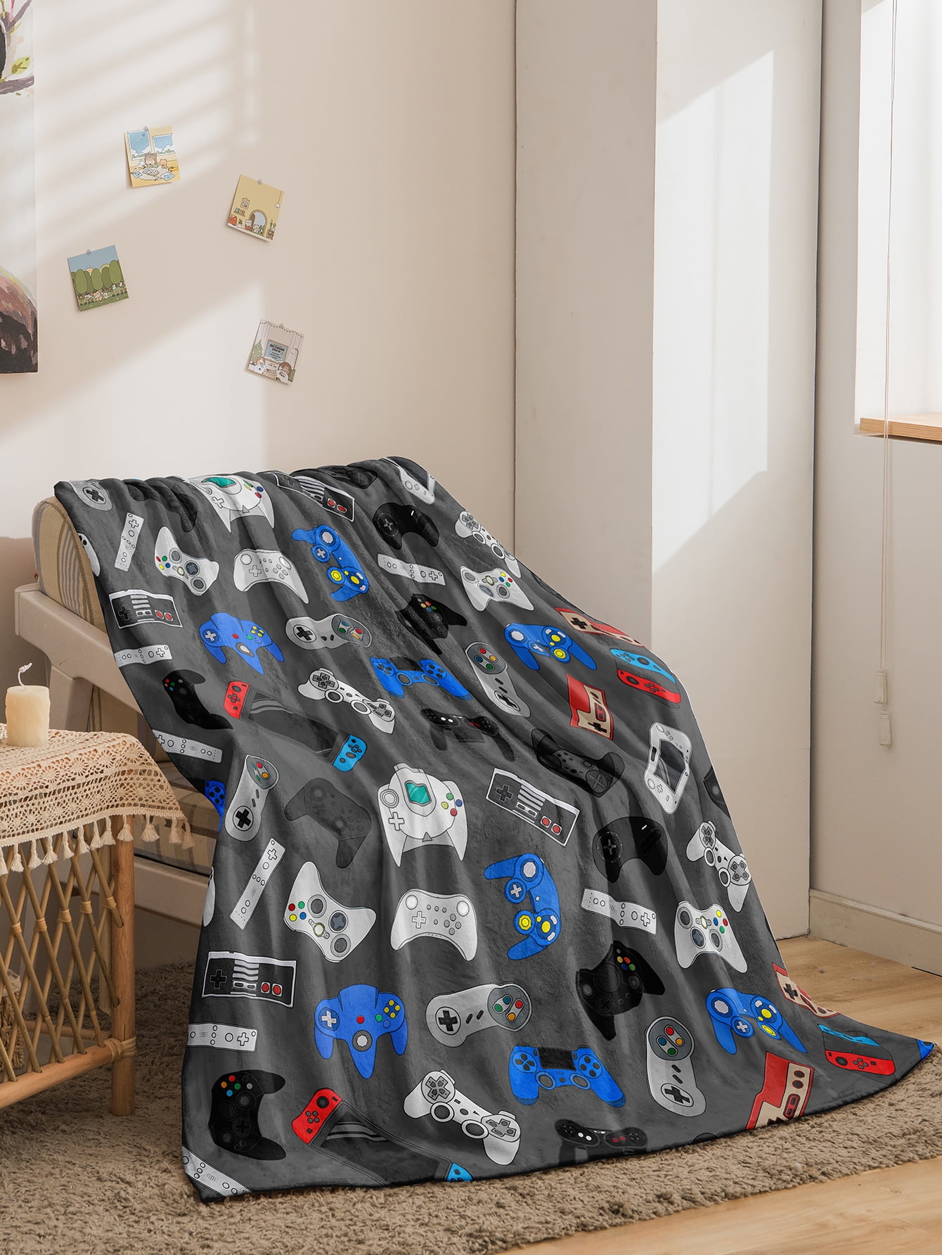 Gaming Blanket Boys Girls Gamer Blankets Boys at Work Travel Soft Gamer
