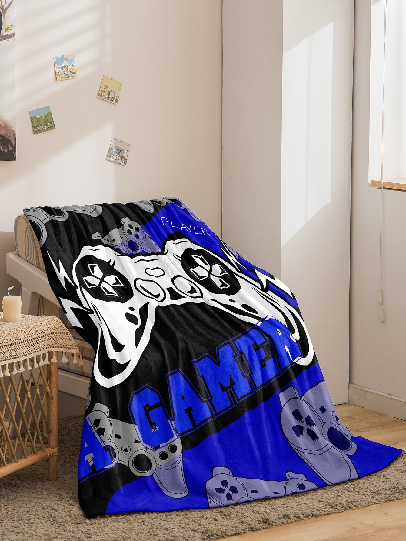 Gaming Blanket for Kids Youth, Soft Fleece Video Games Gamer Throw