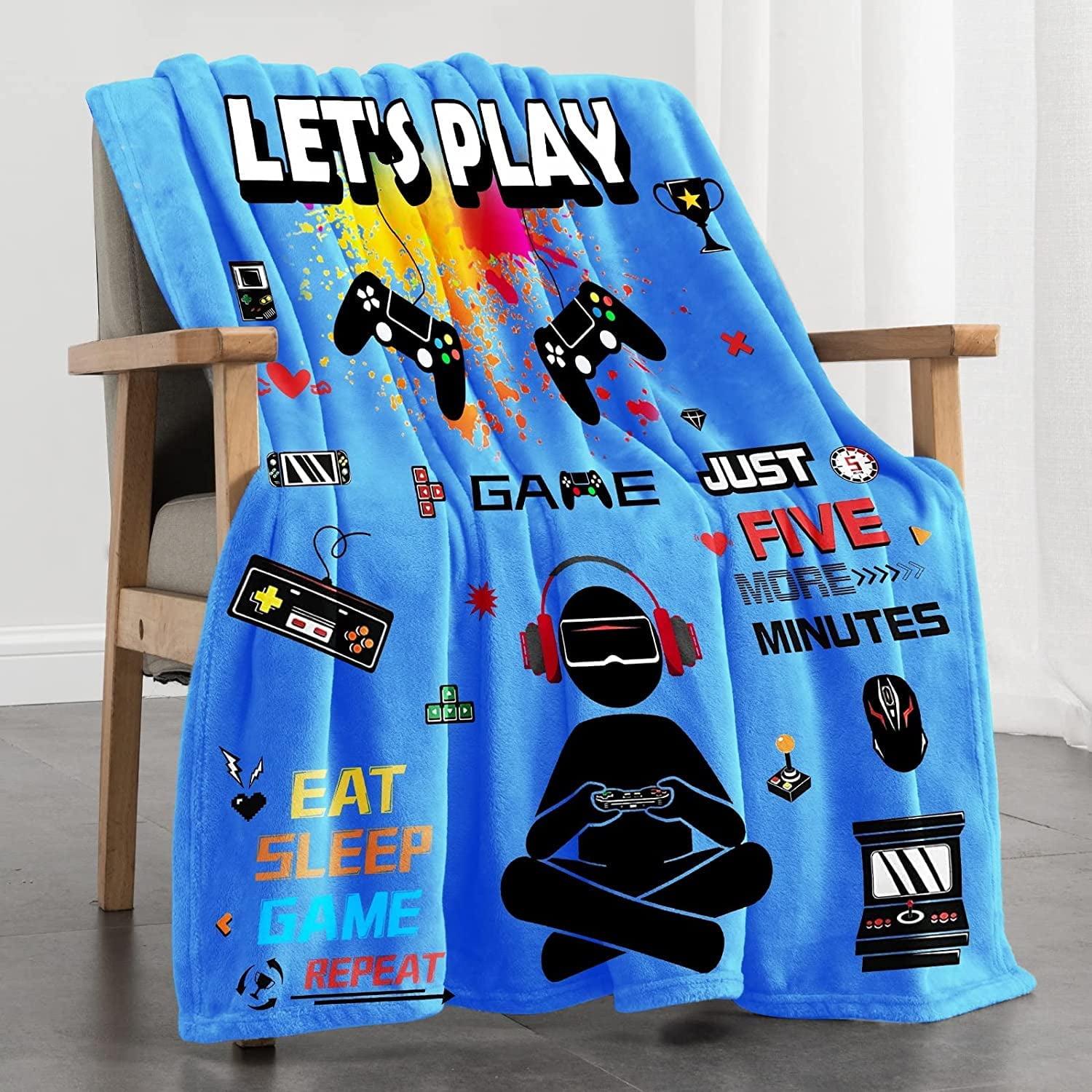 Gaming Blanket for Boys Teens Soft Flannel Gamer Throw Blankets Comfy