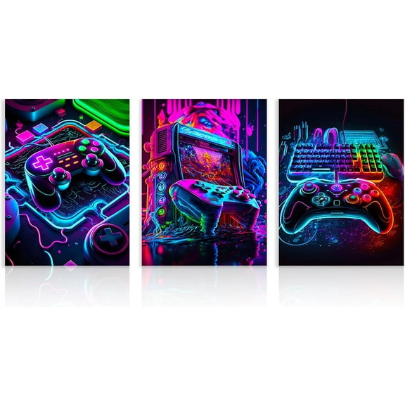 Gaming Canvas Wall Pictures, Controller Gamepad Pictures, Video Game Poster for Teenagers, Boys Room, Dorm, Playroom Decoration, 12 x 16 Inches, Unframed