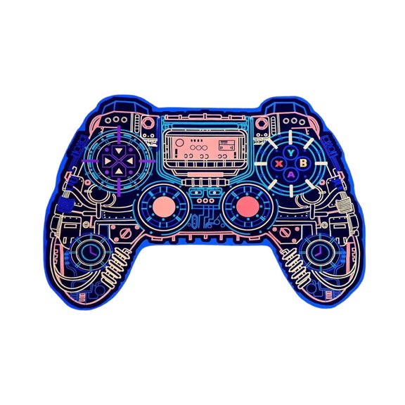 Gaming Carpet with Cartoon Console Controller Design Soft Non Floor Mat for Indoor Game Room Machine Washable