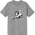 thumbnail image 1 of Gaming Cat Chasing Computer Mouse Adult Heather Gray Crew Neck Short Sleeve Tee-Medium, 1 of 4