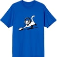 thumbnail image 1 of Gaming Cat Chasing Computer Mouse Adult Royal Blue Crew Neck Short Sleeve Tee-Large, 1 of 4