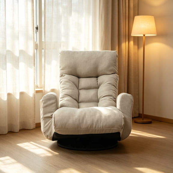 Gaming Chair Adjustable Head & Waist Support, 360 Swivel, Metal Frame, Gray Lounge Chair