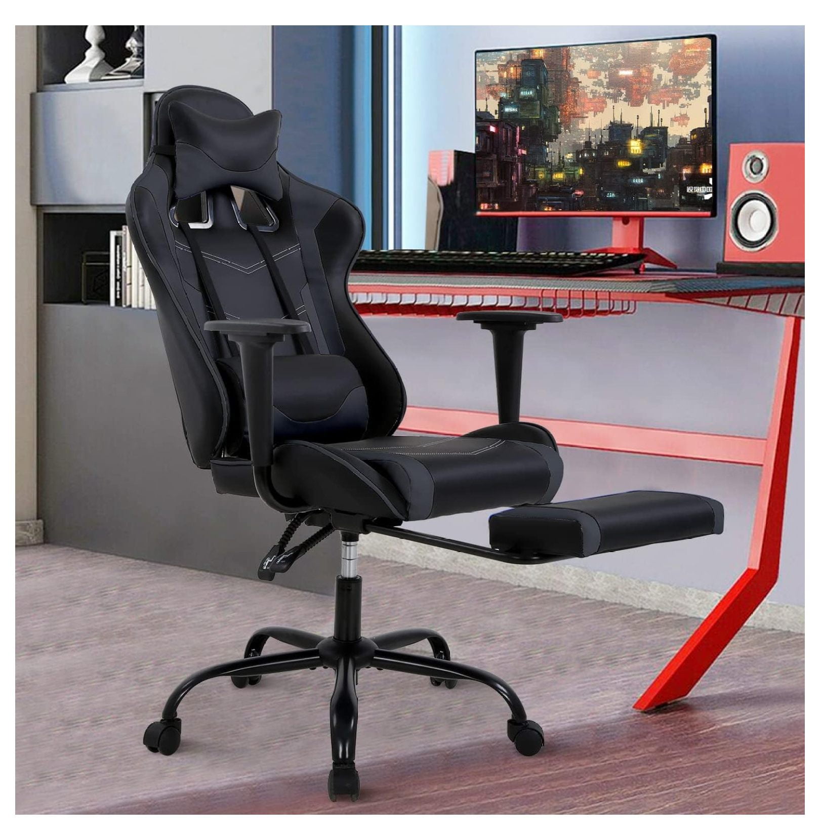 Gaming Chair for Adults with Footrest Racing Chair PC Chair Silla Gamer