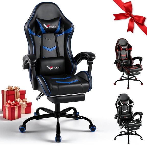 Leekaeiio Gaming Chair for Adults with Footrest, Video Game Chair with Lumbar Support, Reclining Backrest for Home Office