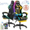 thumbnail image 1 of Gaming Chair with Bluetooth Speaker, Ergonomic Massage Racing Chair with RGB Lights, Footrest and Lumbar Support, High Back Office Chair,  Heavy Duty Design Gaming Computer Chair, 1 of 8