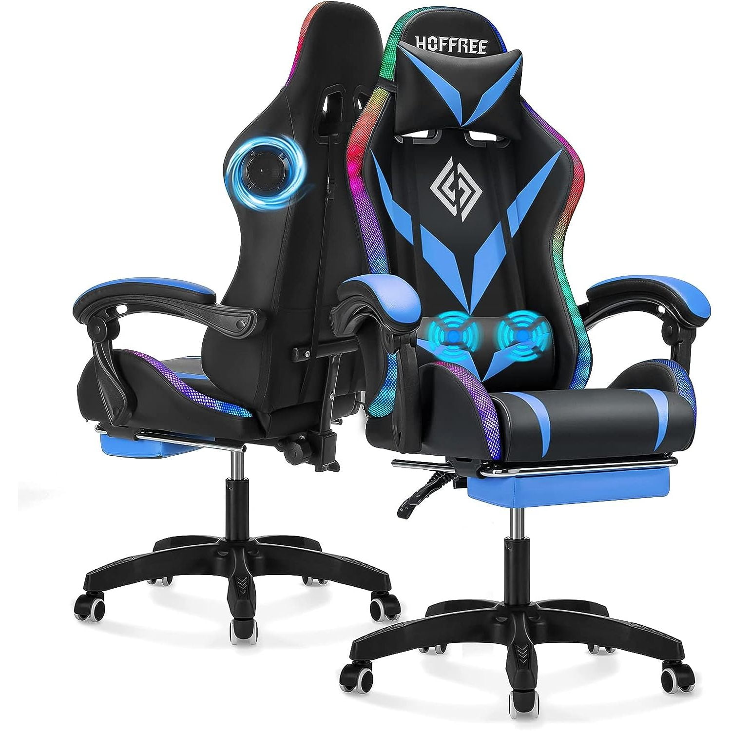 Gaming Chair with Bluetooth Speakers and RGB LED Lights Ergonomic