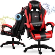 Gaming Chair, Brochao Ergonomic Office Gaming Chair Computer Racing Chair with Footrest Lumbar Support Headrest and Bluetooth Speakers for adults, Red