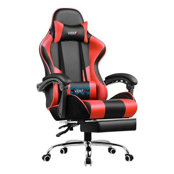 Alvantor Gaming Chair with Massage Lumbar Support & Footrest, High Back Ergonomic Office Chair, Black Red