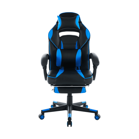 Gaming Chair,Computer Chair with Footrest and Lumbar Support,Computer Game Desk Chair with 360°-Swivel Seat and Headrest for Office or Gaming PU Leather Recliner