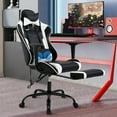 thumbnail image 1 of Gaming Chair Computer Massage Chair Reclining Office Chair with Footrest Lumbar Massage Support Adjustable High Back PU Leather Ergonomic Game Chair for Adults(White), 1 of 7