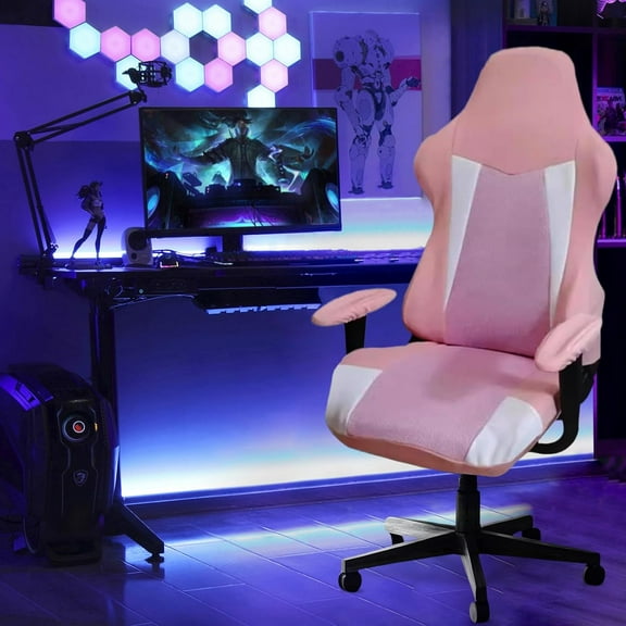 Gaming Chair Covers, Computer Office Chair Slipcovers Stretchable Elastic Washable (Pink)