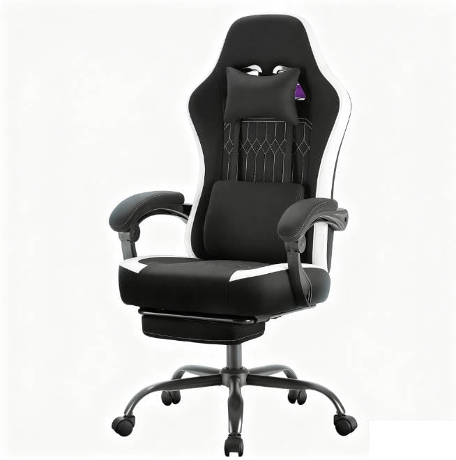 Gaming Chair, Ergonomic Computer Chair with Footrest, Lumbar Support, Headrest, Comfy Seating with thicken cushion, Black