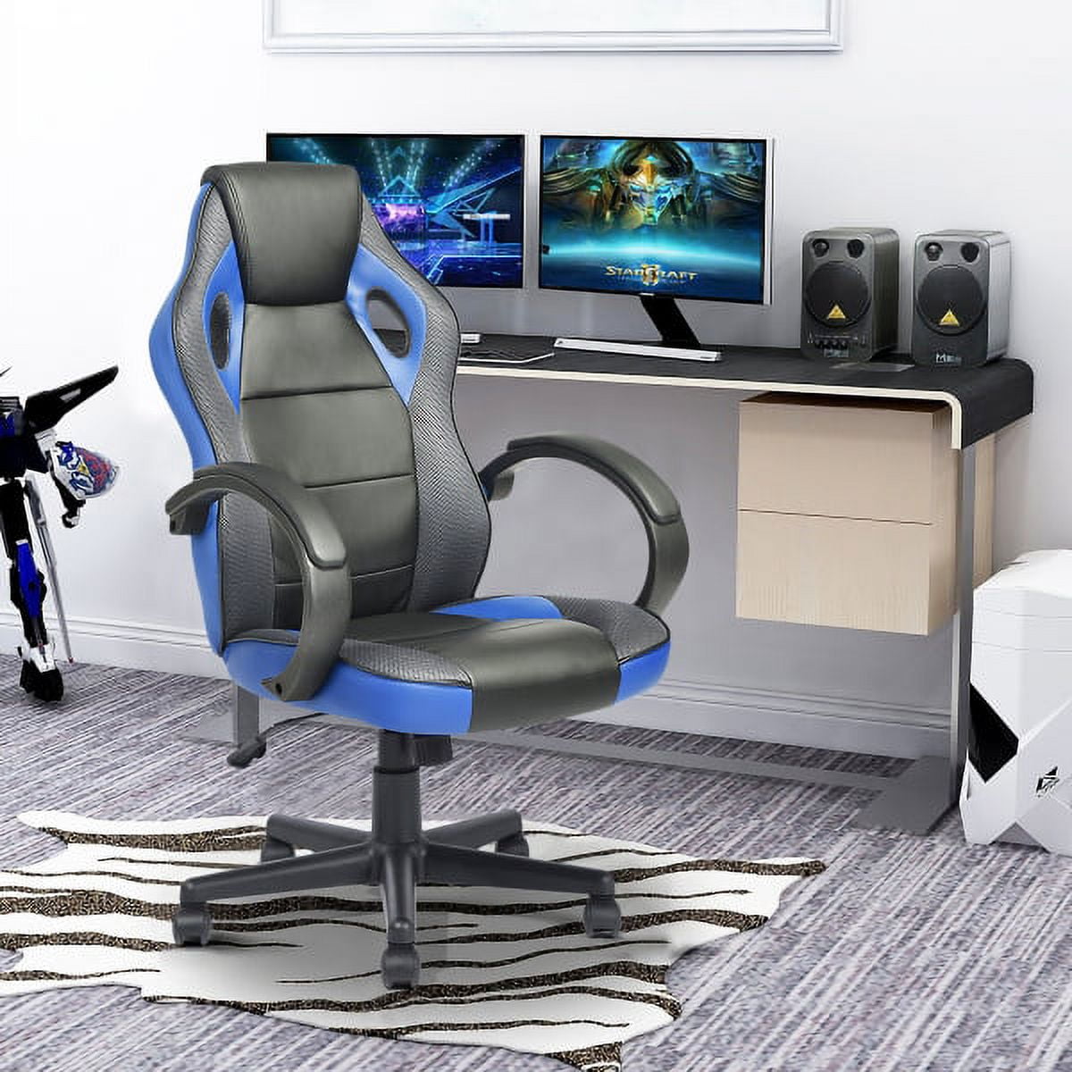 Gaming Chair, Ergonomic Office Chair with Curved High Back and Armrest