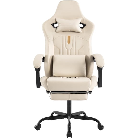 Gaming Chair with Footrest Ergonomic Computer Chair Massage Lumbar Cushion, Racing Video Game Chair Adjustable Rocker Recliner Executive Office Desk Chair Pu Leather for Adults