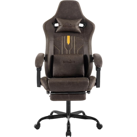 Gaming Chair with Footrest Ergonomic Computer Chair Massage Lumbar Cushion, Racing Video Game Chair Adjustable Rocker Recliner Executive Office Desk Chair Pu Leather for Adults