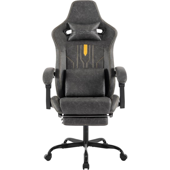 Gaming Chair with Footrest Ergonomic Computer Chair Massage Lumbar Cushion, Racing Video Game Chair Adjustable Rocker Recliner Executive Office Desk Chair Pu Leather for Adults