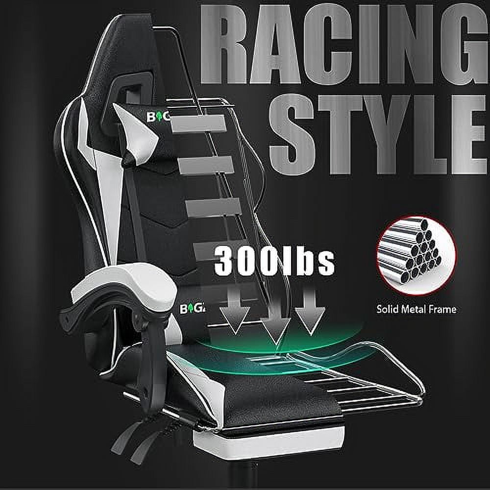 Gaming Chair with Footrest, Ergonomic Computer Racing Chair Reclining
