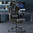 thumbnail image 1 of Gaming Chair with Footrest, Ergonomic Home Office Chair with Lumbar Support & Headrest Pillow, Height Adjustable Swivel Recliner Racing Computer Video Game Chair, Grey, 1 of 7