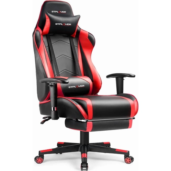 Gaming Chair with Footrest, High Back Computer Chair Ergonomic Game Desk Chair Racing Executive Adjustable Swivel Rocker with Headrest and Lumbar Support