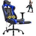 thumbnail image 1 of BIQWBIC Ergonomic Gaming Chair with Footrest & Massage Lumbar Support - Adjustable Racing Style, 360° Swivel, Blue, 1 of 5