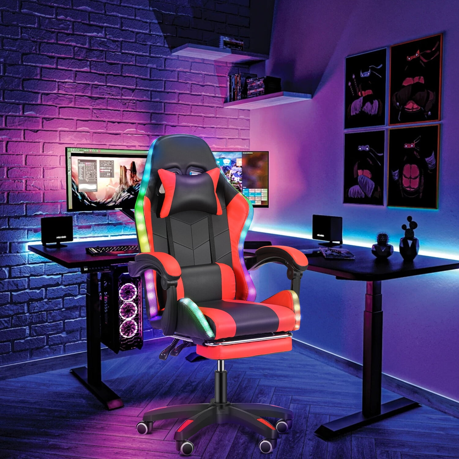 Target Led Gaming Chair RGB Gaming Chair With Footrest Ergonomic