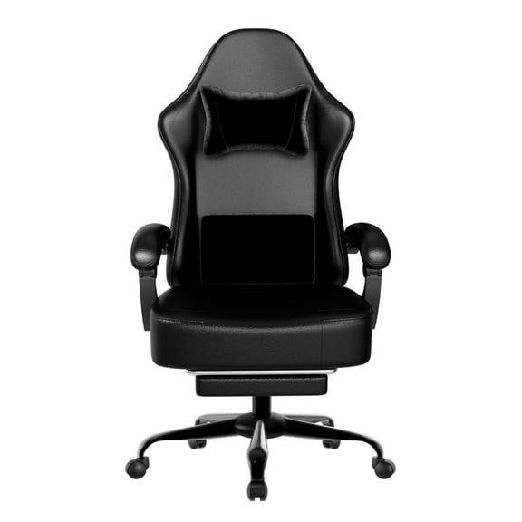 Gaming Chair with Footrest & Pocket Spring, Ergonomic Computer Office Chair for Adults, PU Leather Reclining Game Chair with Lumbar Support & Headrest