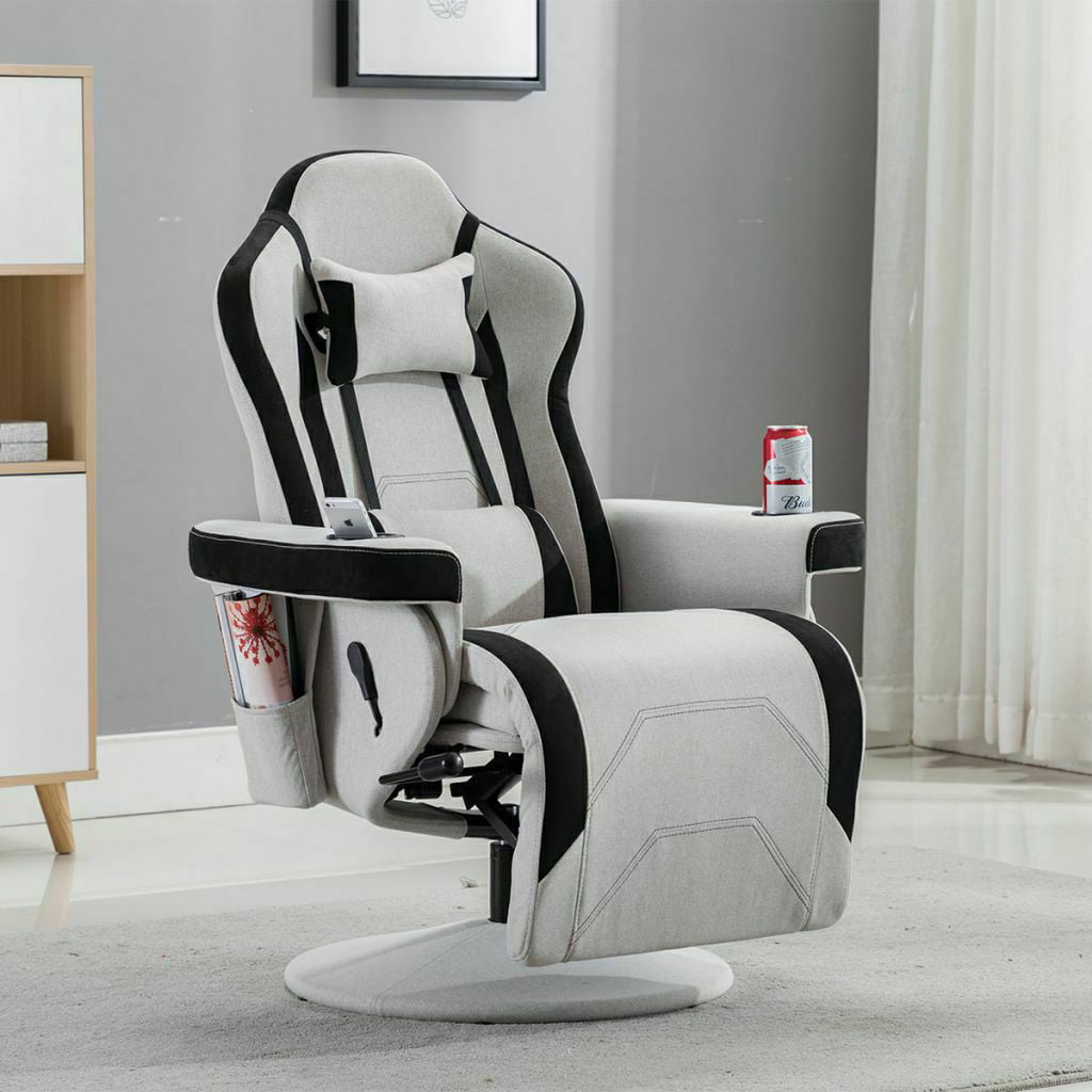 High-Back PC & Racing Gaming Chair, : 43.3 lb., Ergonomic high back design,  thick padded seat cushion, removable lumbar support and headrest,  retractable footrest for extreme comfort. 