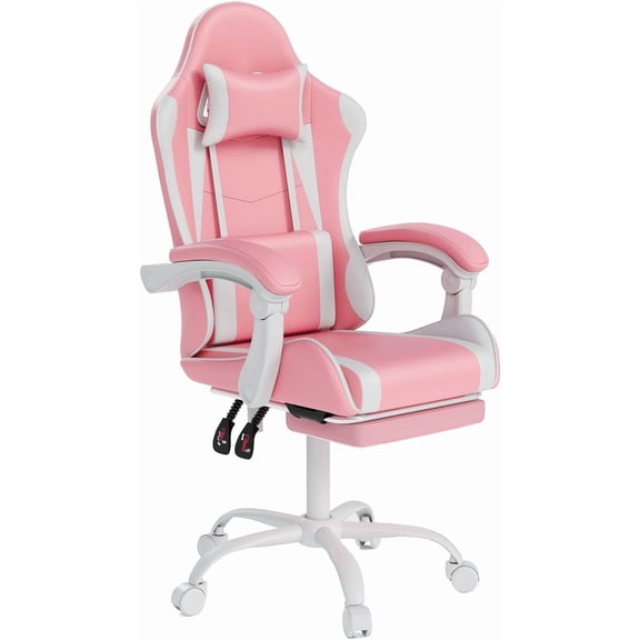 Gaming Chair with Headrest and Lumbar Support, Ergonomic High Back Office Chair, Racing Style Executive Computer Desk Chair, Leather Adjustable Swivel Task Chair for Home Office (Red Black)