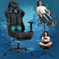 thumbnail image 1 of NiamVelo Massage Gaming Chair with Footrest, High Back Gamer Chair Ergonomic Game Chair PU Leather Racing Office Chair Adjustable Computer Chair w/Headrest Armrest & Lumbar Support，Grey, 1 of 9