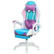 Gaming Chair with LED Flashing Lights, Ergonomic Office Desk Chair with Footrest, Reclining 90-155 Computer Chair with High-Density Foam, 300 lbs Capacity, Pink