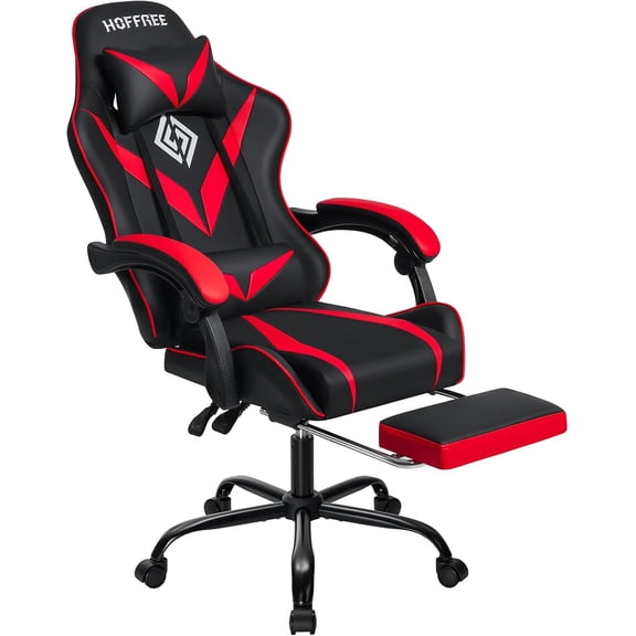 Gaming Chair with Massage Ergonomic Computer Chair with Footrest and Lumbar Support Reclining PC Game Chair for Boys with Adjustable Armrest and Headrest Red