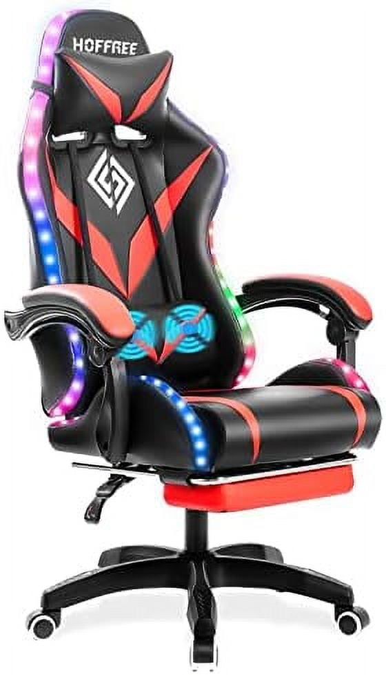 Gaming Chair with Massage and LED RGB Lights Ergonomic Computer Chair