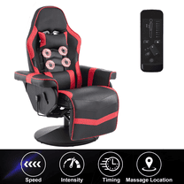 Gaming Chair with Massage, Video Game Chair with Footrest and Lumbar Support, Ergonomic Computer Chair Height Adjustable with Swivel Seat and Headrest, Red