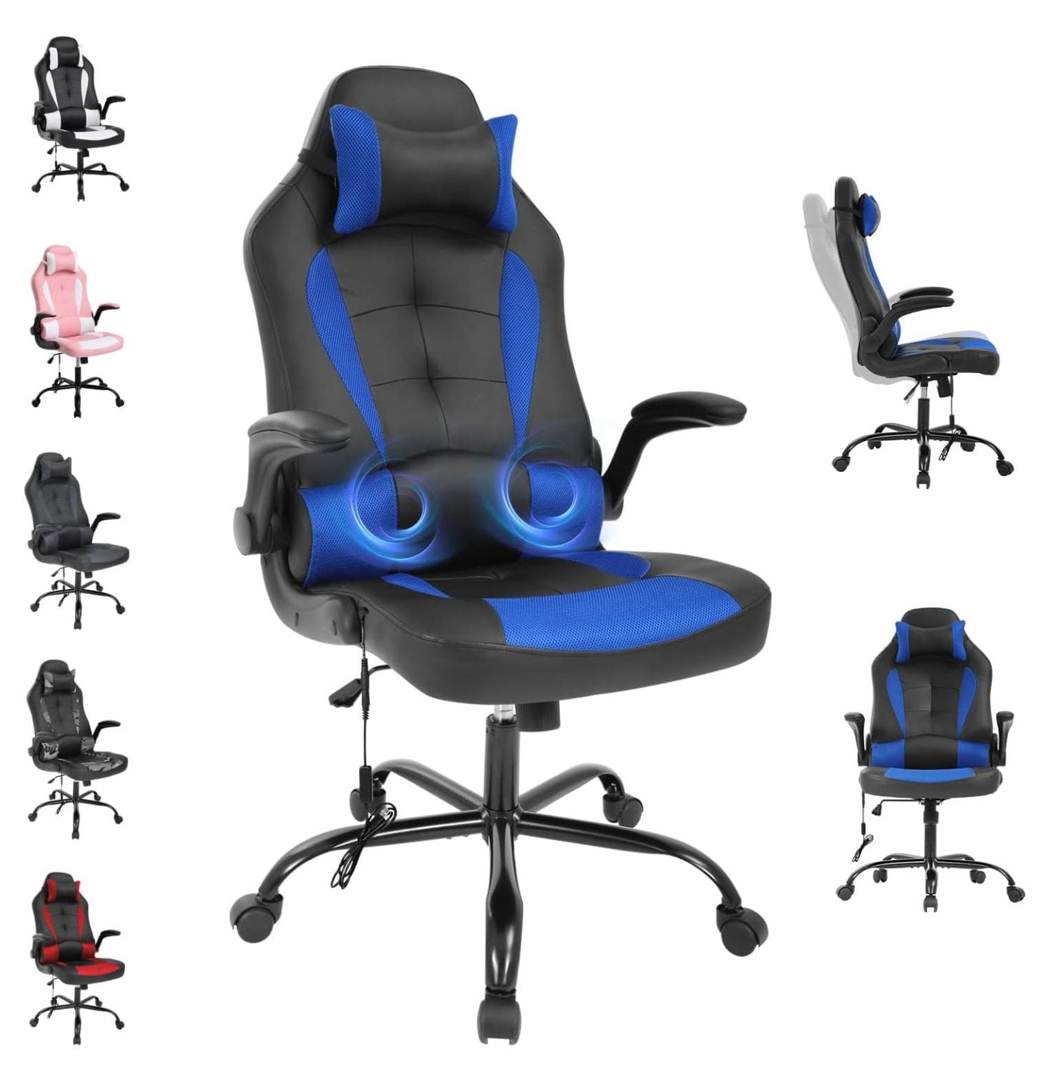 Gaming Chair Massaging Office Chair Ergonomic Racing Chair Rolling