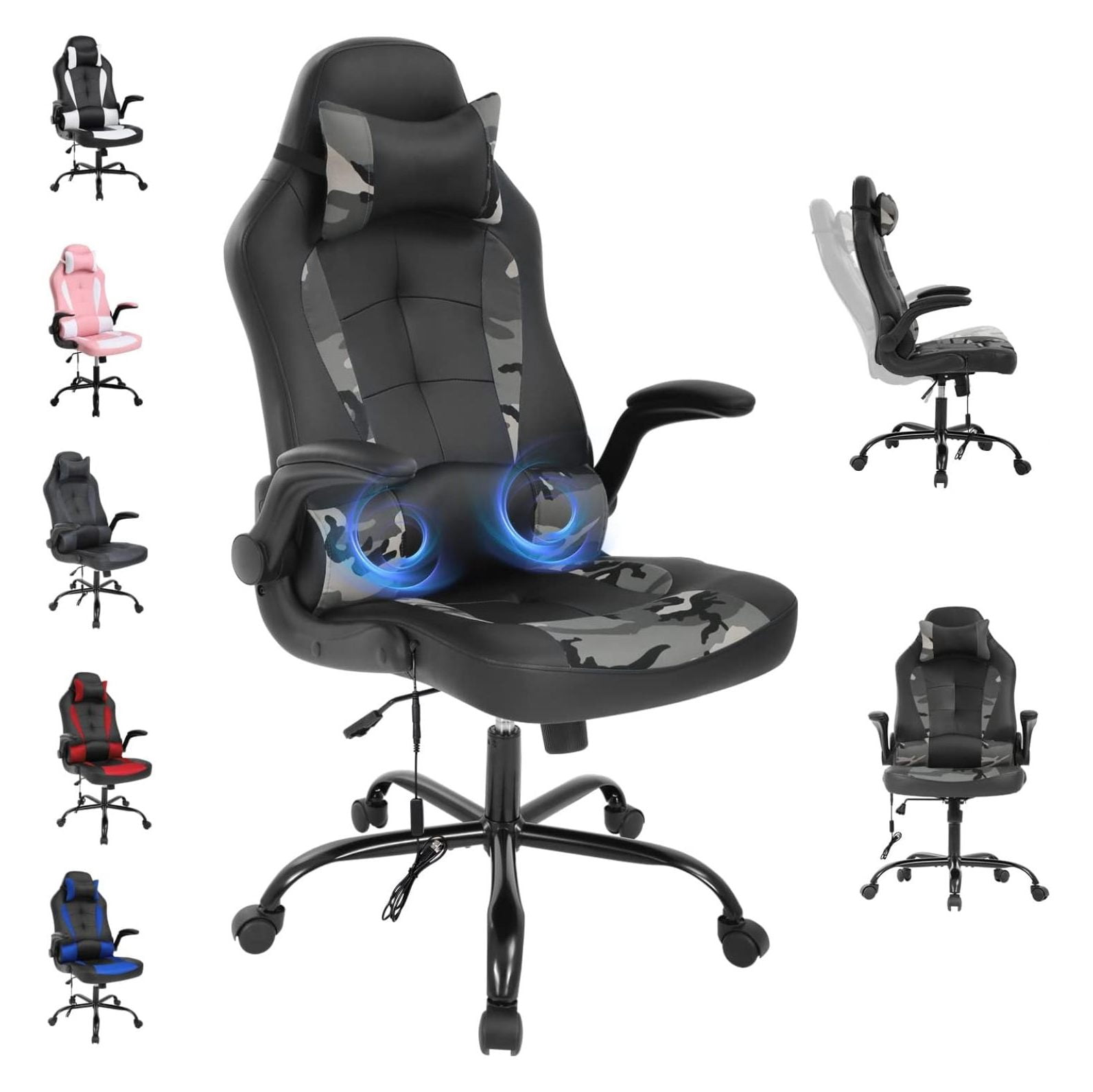 LeCeleBee Gaming Chair Massaging Office Chair Ergonomic Racing Chair